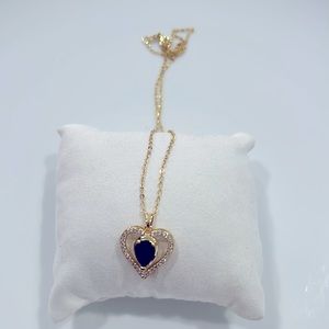 Exquisite fashion 18 k gold plated , black zircon heart pendant necklace